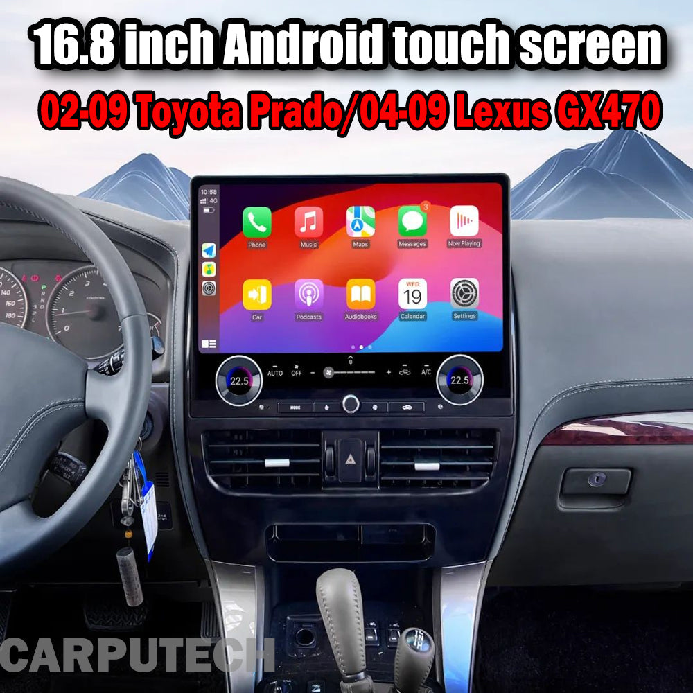 16.8inch Touch Screen For Toyota Prado 120 2002-2009/ Lexus Gx470 2004-2009 Android 13 Auto Car Radio Multimedia Video Player Carplay