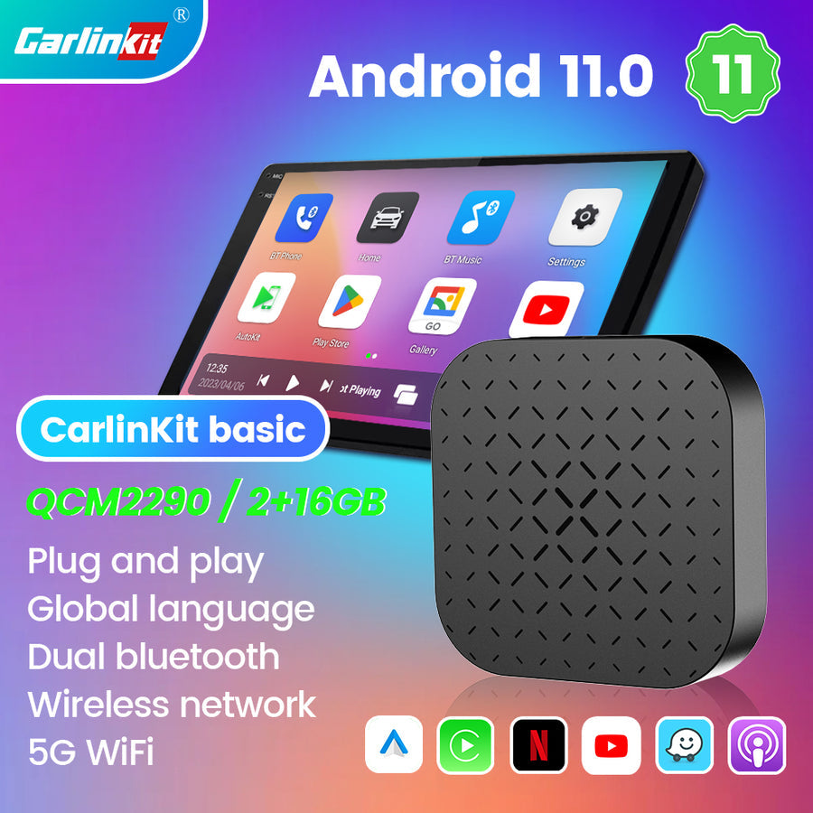 Android 11 Carlinkit Tbox Basic Netflix Ai Box Wireless Android Auto CarPlay QCM 2290 4-Cores 2G+16G For YouTube IPTV