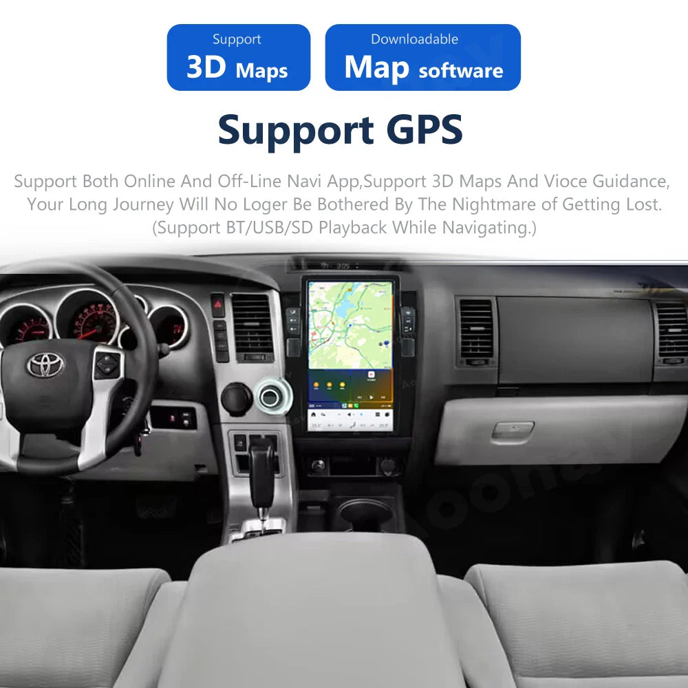 13.6" Qualcomm For Toyota Tundra 2007-2013 Car Radio Stereo Carplay Upgrade Tesla Style Screen Android Auto GPS Navigation Multimedia Player