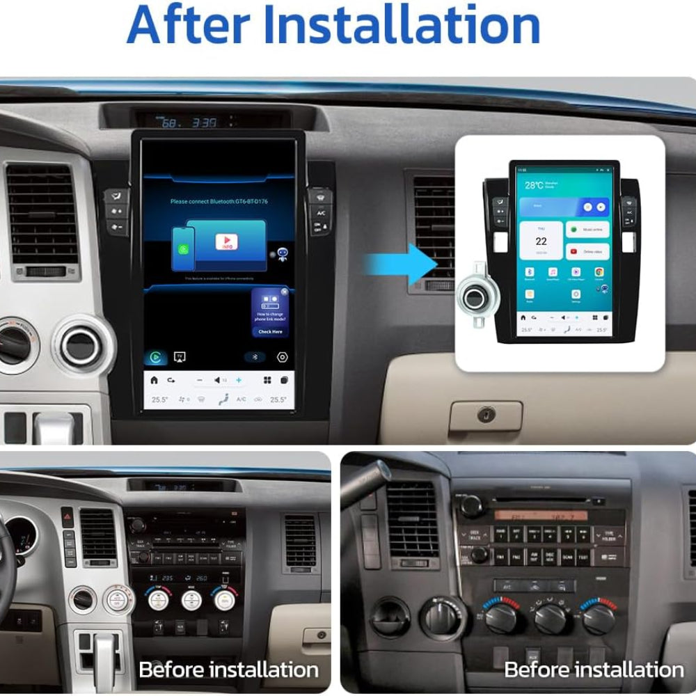 13.6" Qualcomm For Toyota Tundra 2007-2013 Car Radio Stereo Carplay Upgrade Tesla Style Screen Android Auto GPS Navigation Multimedia Player