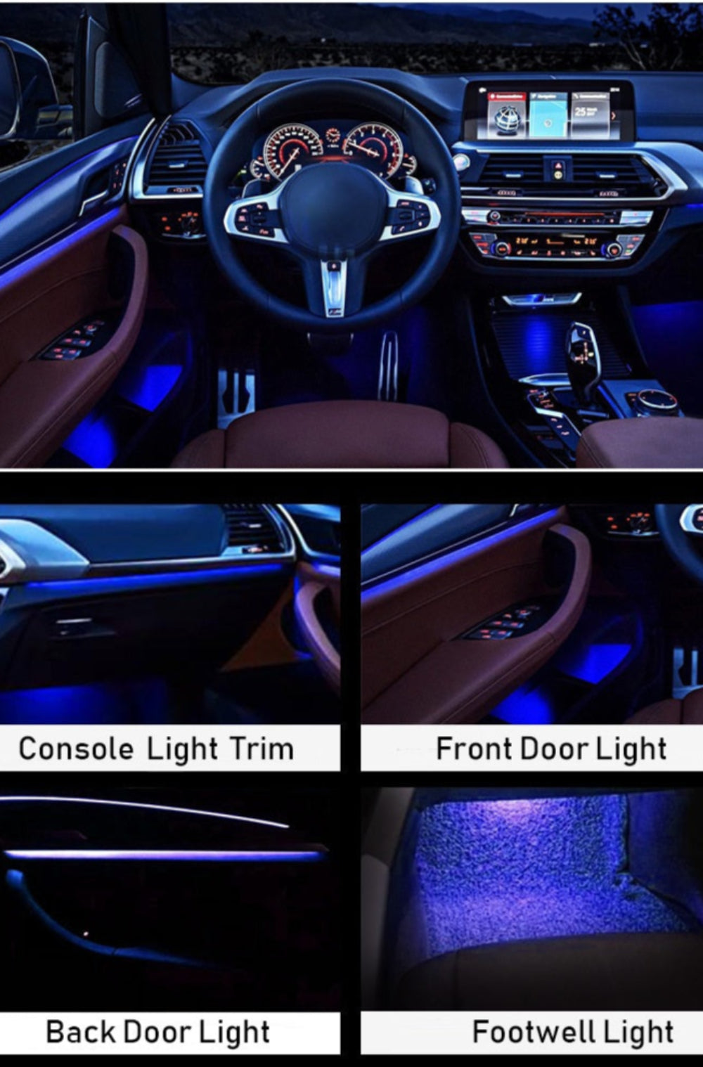 For BMW X3 X4 F25 F26 2012-2017 Upgrade 256 Colors Symphony Car Interior Ambient Lighting Air Vent Strip Accessories