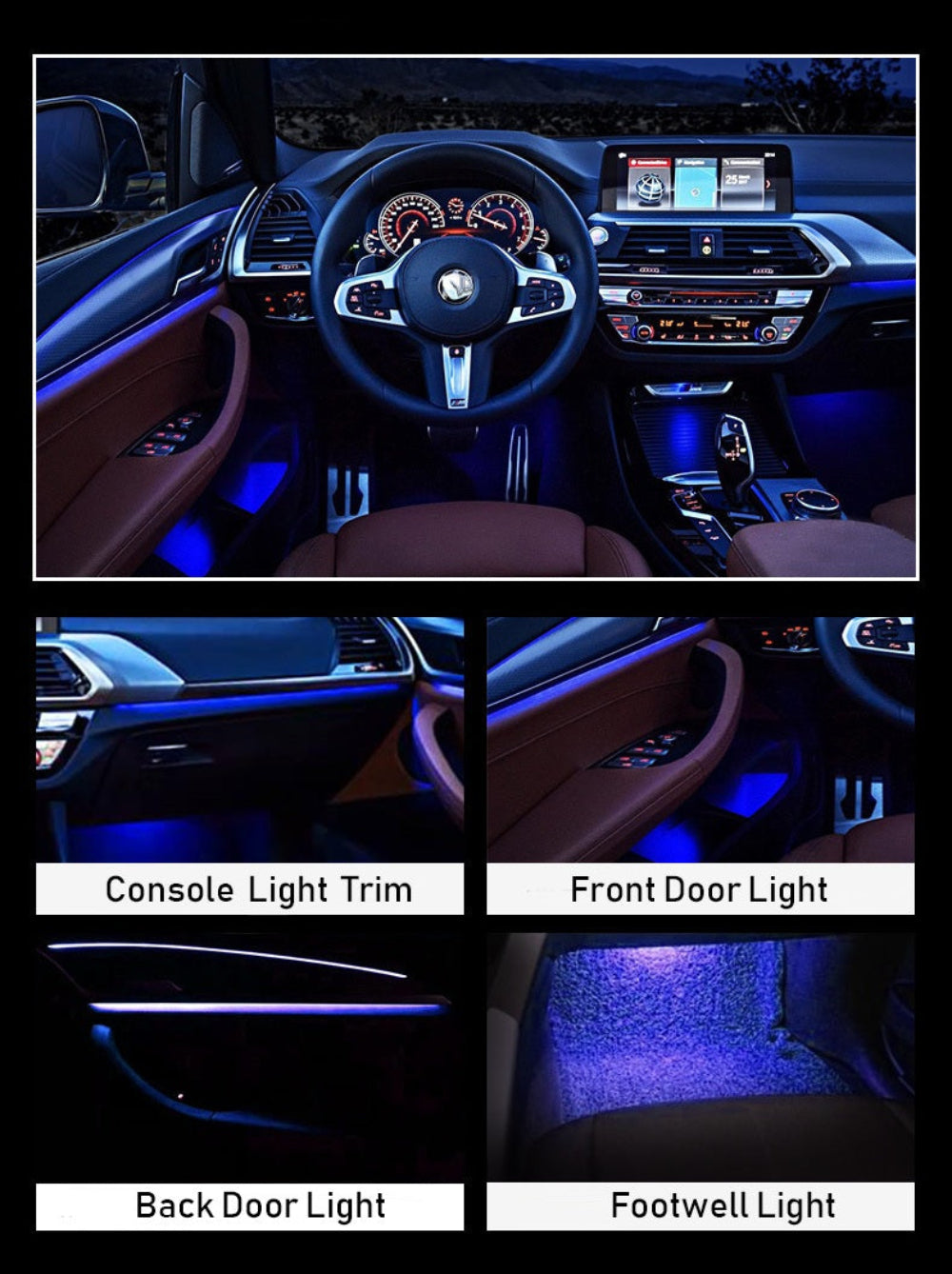 For BMW X3 X4 G01 G02 2018 - 2023 Ambient Lighting Upgrade Kit Interior LED Light Trim Accessories Atmosphere Lamp