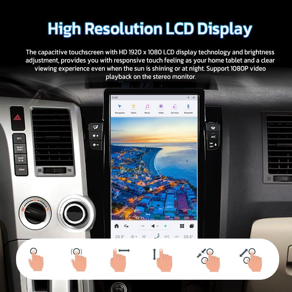 13.6" Qualcomm For Toyota Tundra 2007-2013 Car Radio Stereo Carplay Upgrade Tesla Style Screen Android Auto GPS Navigation Multimedia Player