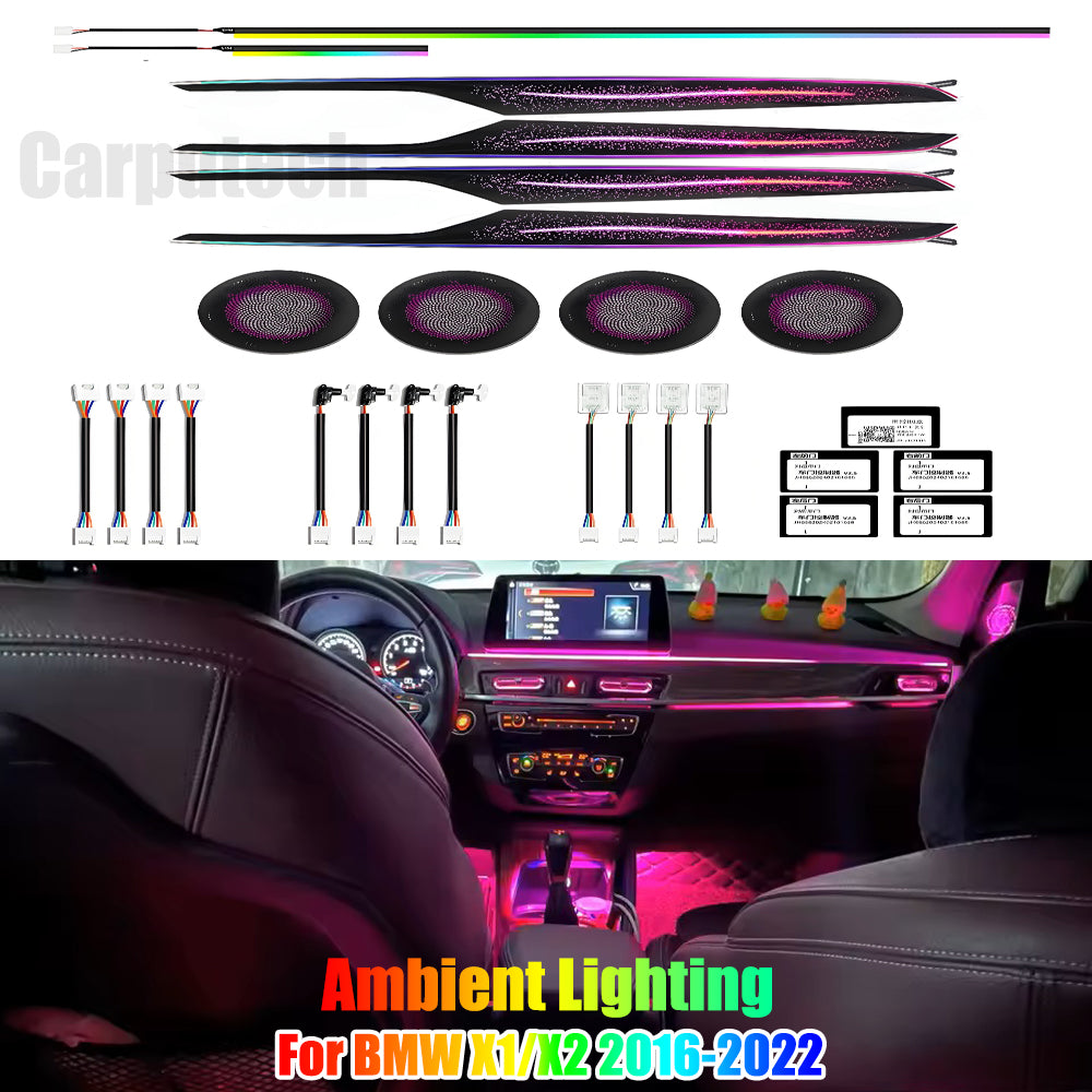 For BMW X1 X2 2016-2022 F48 F49 Dynamic Colorful Ambient Lighting Upgrade Kit for Interior LED Ambient Lighting LED Air Vent