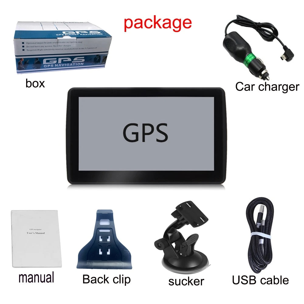 Car GPS Navigation 7 Inch Touch Screen GPS Navigator Truck Sunshade Sat Nav 256M+8G 2023 Europe America Map GPS Navigators