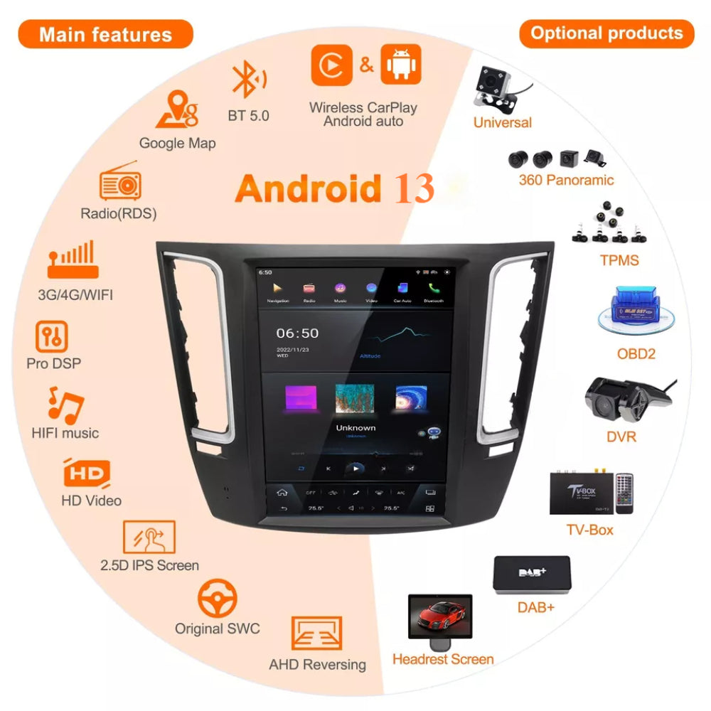 12.1" Qualcomm For Maserati Levante 2012-2020 Car Radio Stereo Carplay Upgrade Tesla Style Screen Android Auto GPS Navigation Multimedia Player