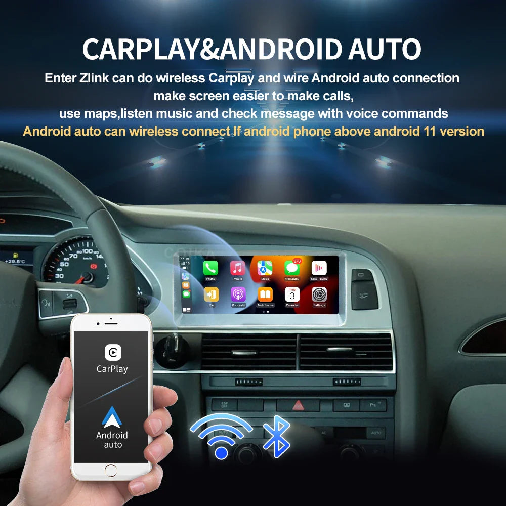For Audi A6 C6 Q7 8 Core Android 12 System Car Radio Tablet WIFI 4G Carplay 8+128GB RAM BT GPS Navi Stereo Multimedia Player