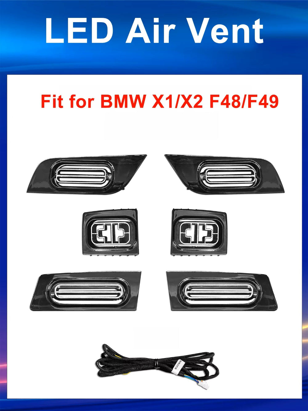 For BMW X1 X2 2016-2022 F48 F49 Dynamic Colorful Ambient Lighting Upgrade Kit for Interior LED Ambient Lighting LED Air Vent