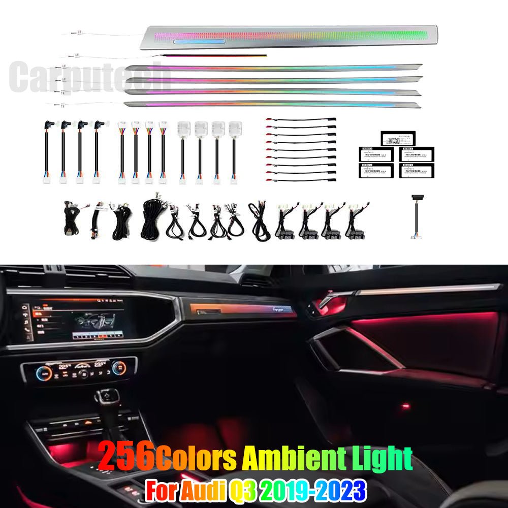 Upgrade 256 Colors Symphony Led Car Interior Ambient Lighting Decoration for Audi Q3 2019-2023 Atmosphere Strip Accessories