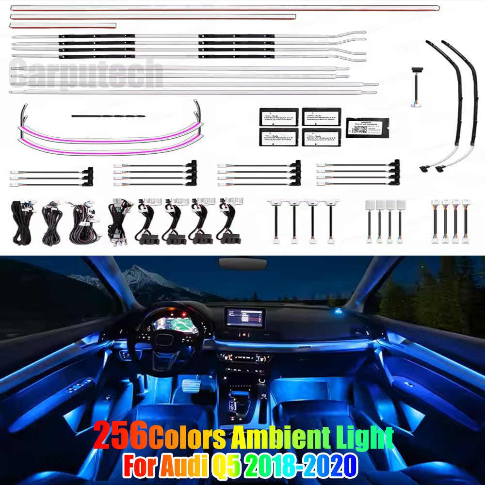 Upgrade 256 Colors Symphony Led Car Interior Ambient Lighting Decoration for Audi Q5 2018-2020 Atmosphere Strip Accessories