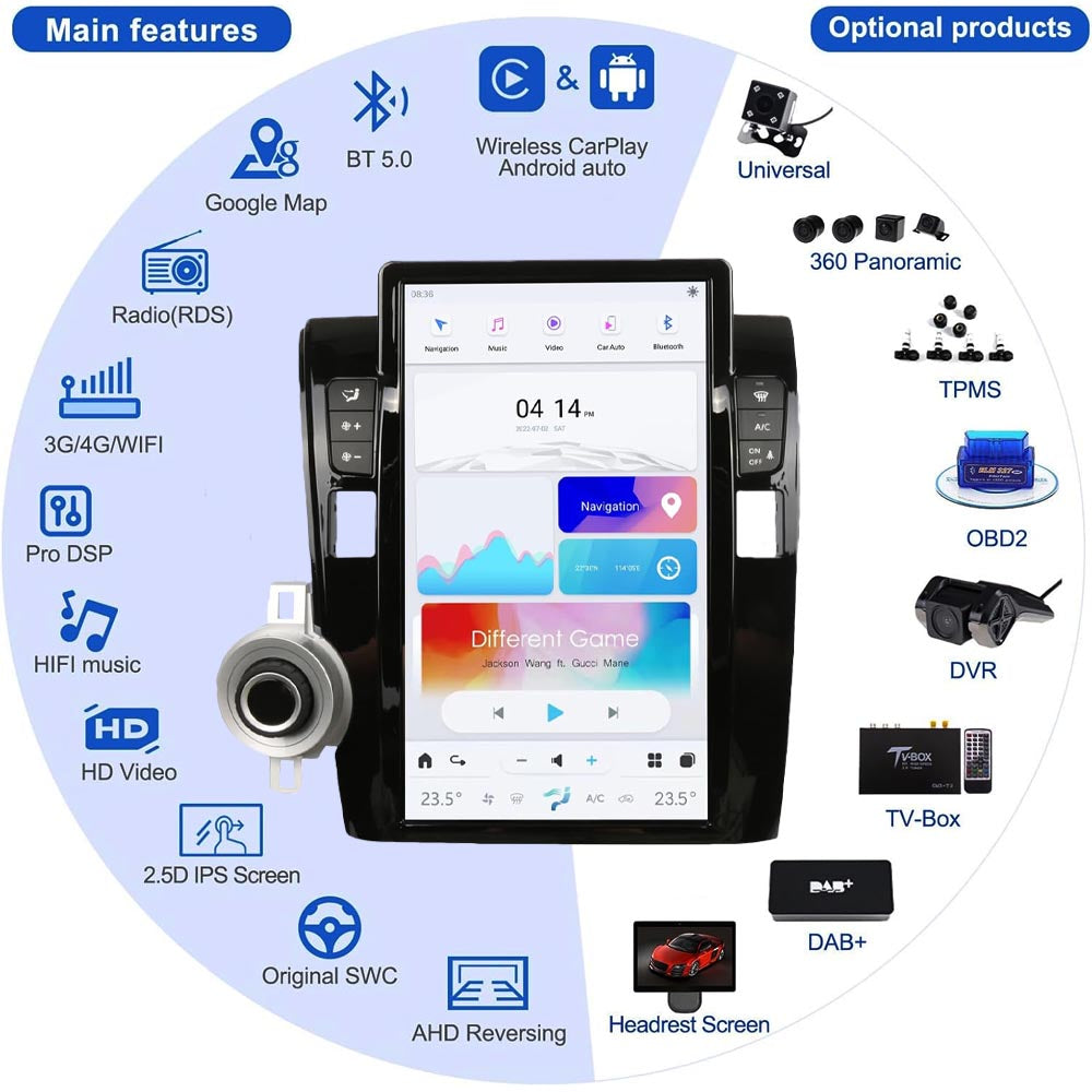 13.6" Qualcomm For Toyota Tundra 2007-2013 Car Radio Stereo Carplay Upgrade Tesla Style Screen Android Auto GPS Navigation Multimedia Player