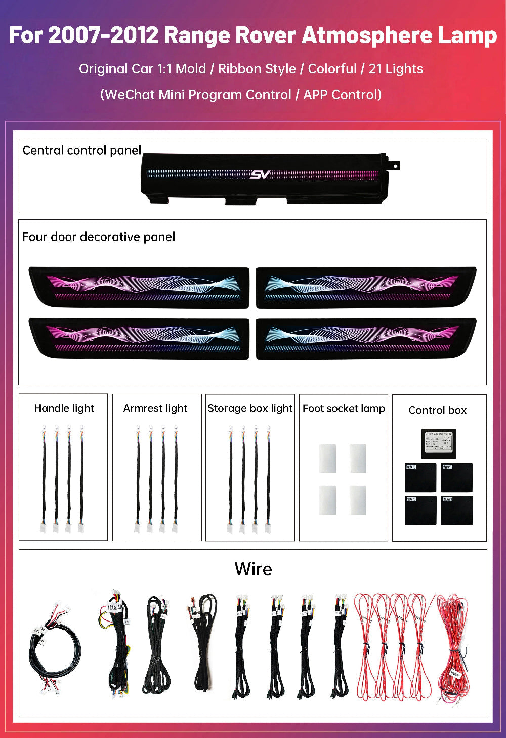 Upgrade Symphony LED Car Interior Ambient Lighting for Land Rover Range Rover 2007-2012 Decoration Accessories