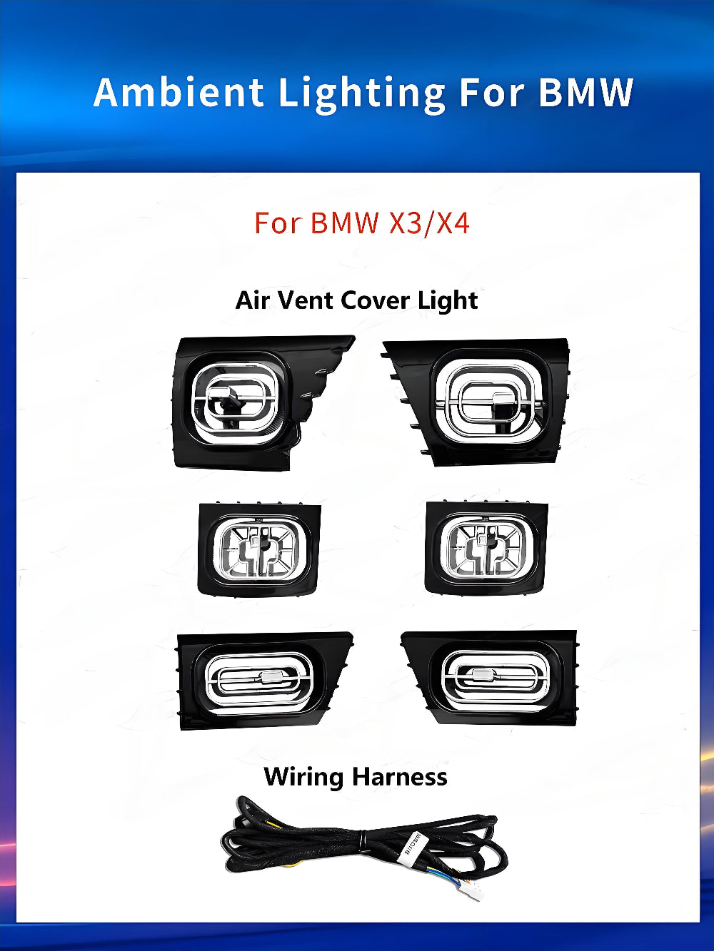 For BMW X3 X4 F25 F26 2012-2017 Upgrade 256 Colors Symphony Car Interior Ambient Lighting Air Vent Strip Accessories