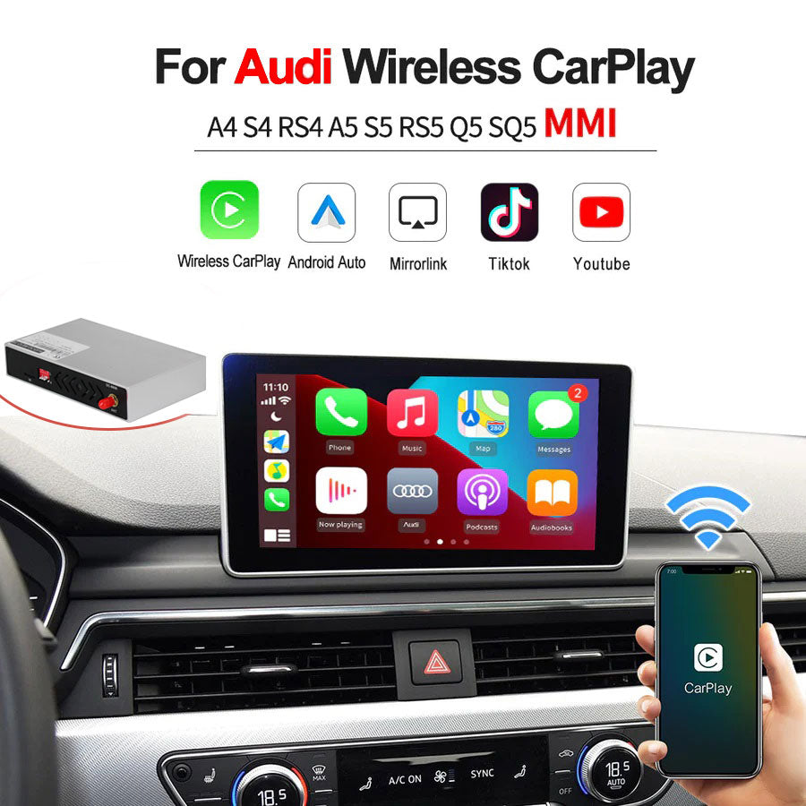 Wireless Carplay Auto Smart Box for Audi A4 S4 RS4 A5 S5 RS5 Q5 SQ5 MMI 3G/3G+ After 2009 CarPlay Android Auto Module