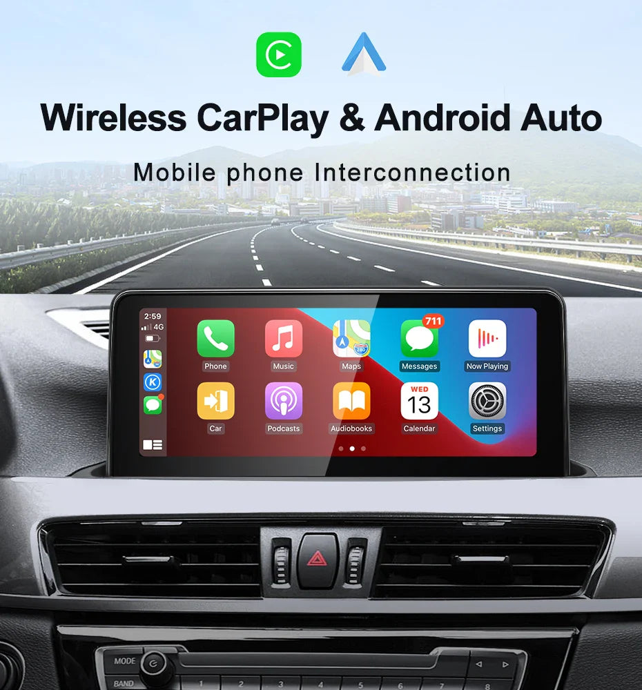 For BMW X1 F48 X2 Snapdragon665 10.25 inch Wireless Apple Carplay Auto Android 12 Car Multimedia Head Unit Radio Bluetooth NBT