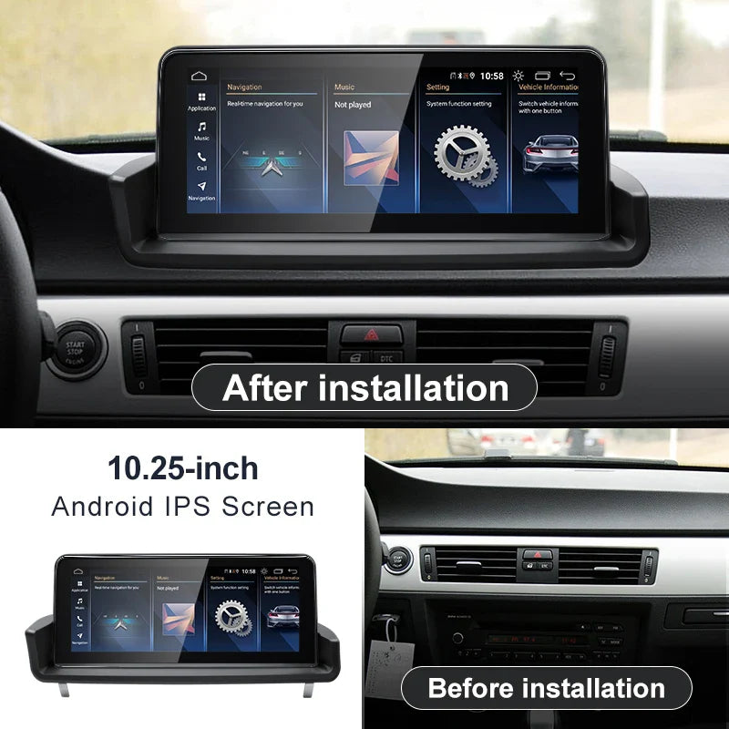For BMW 3Series E90 E91 E92 Snapdragon665 10.25inch Touch Screen Wireless Carplay Android 13 Stereo Multimedia Head Unit Radio AUTO Bluetooth