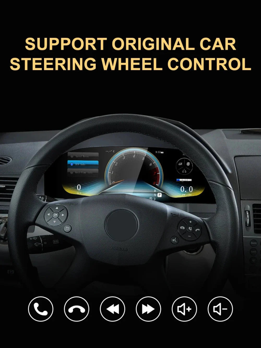 For Benz C Class W204 NTG 4.5 4.0 2011-2014 12.3" LCD Digital Dashboard Cluster Car Panel Speedometer Virtual Cockpit