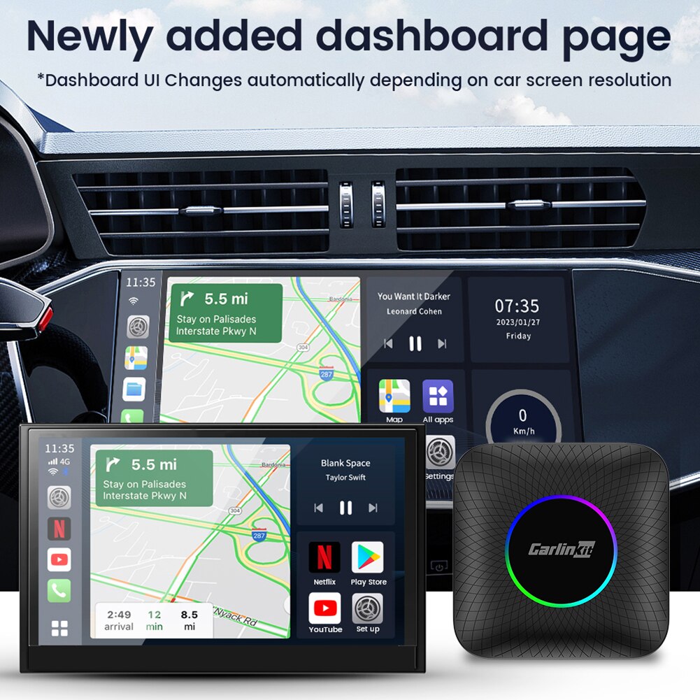 2023 Carlinkit Android 13 Car TV Box LED Android Auto CarPlay Wireless Adapter QCM6125 8-Core IPTV Netfilx Play Video CarPlay Ai Box