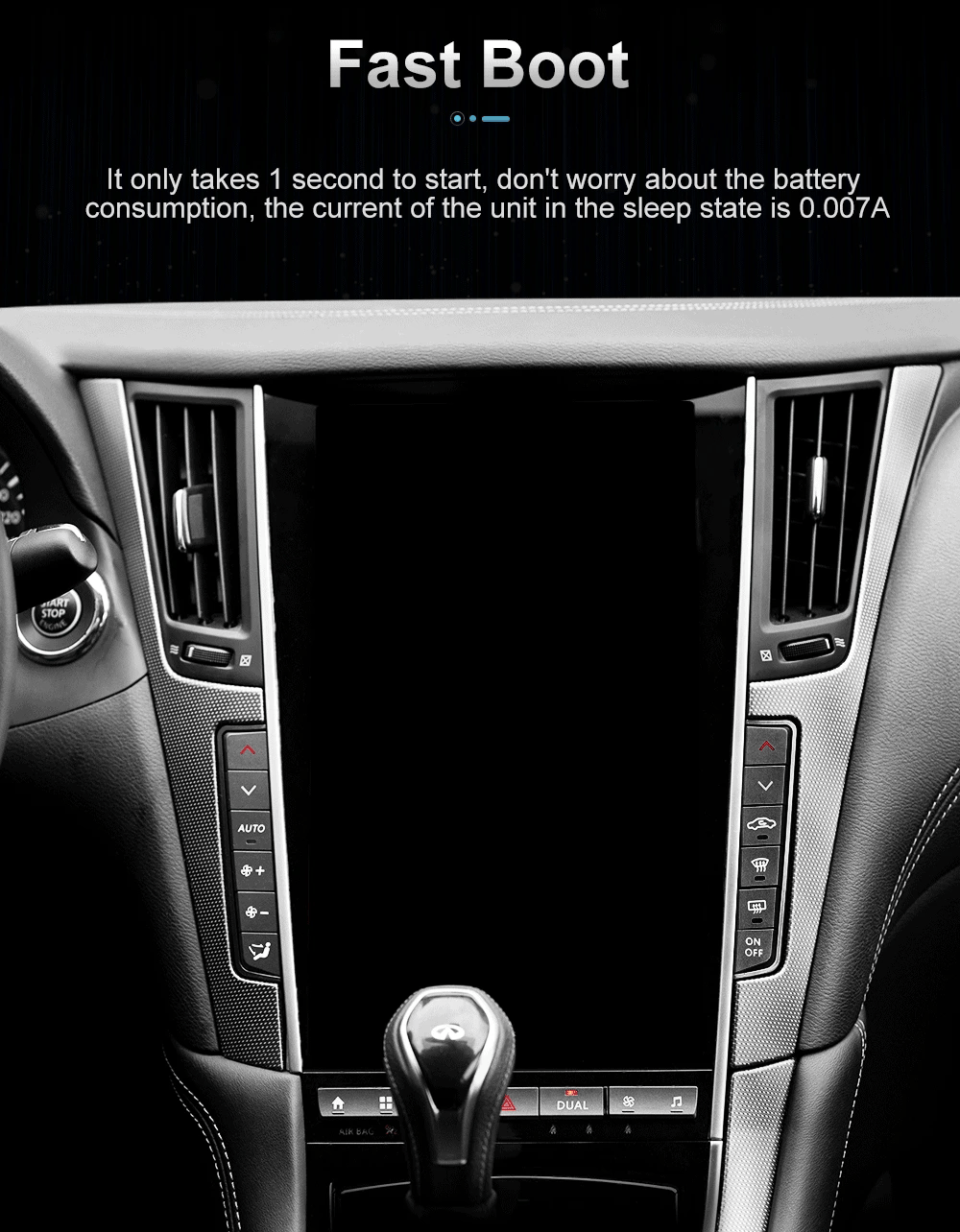 13.6" Qualcomm For Infiniti Q60 Q60S 2014-2019 Car Radio Stereo Carplay Upgrade Tesla Style Screen Android Auto GPS Navigation Multimedia Player