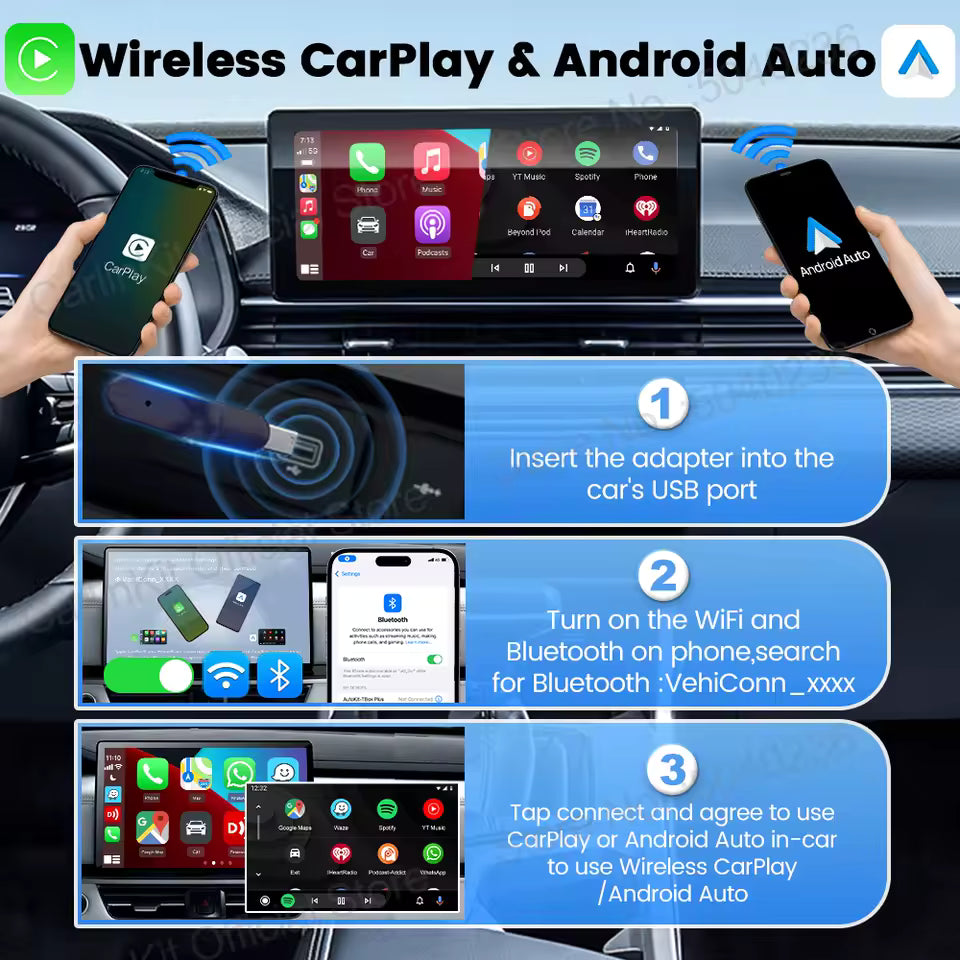 Carlinkit Mini Ultra – Ultra-Compact 2-in-1 Wireless CarPlay & Android Auto Adapter | USB-A/USB-C, 5.8 GHz Wi-Fi, OTA Firmware