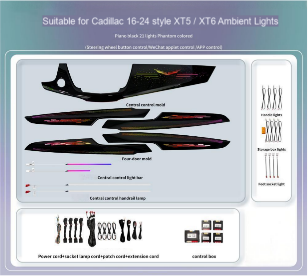 Ambient Lighting Upgrade Kit for Cadillac XT5 XT6 2016-2024 Interior LED Light Accessories Trim Panel