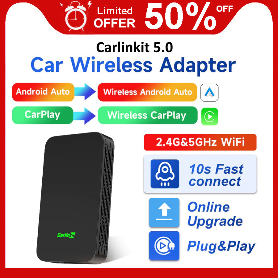 2023 CarlinKit 5.0 Wireless Android Auto & Wireless CarPlay Adapter USB for  OEM Wired CarPlay & Wired Android Auto Cars (Model Year: 2015 to 2023)