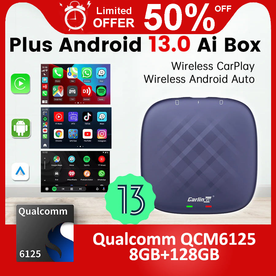 CarlinKit CarPlay Ai Box Android 13 Plus QCM6125 8-core Wireless Android Auto&Apple CarPlay Netflix TV Box For OEM Wired CarPlay