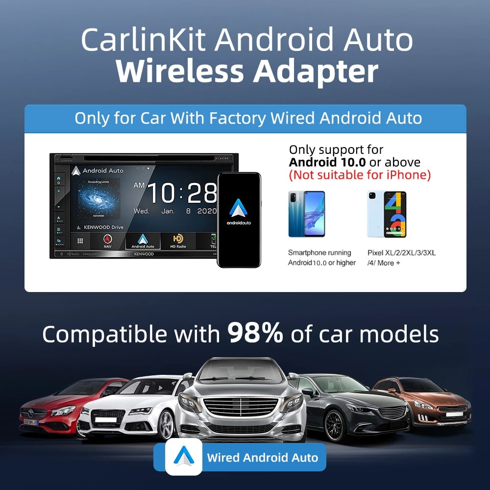 Carlinkit A2A Android Auto Wireless Adapter For Wired Factory Android Auto Cars