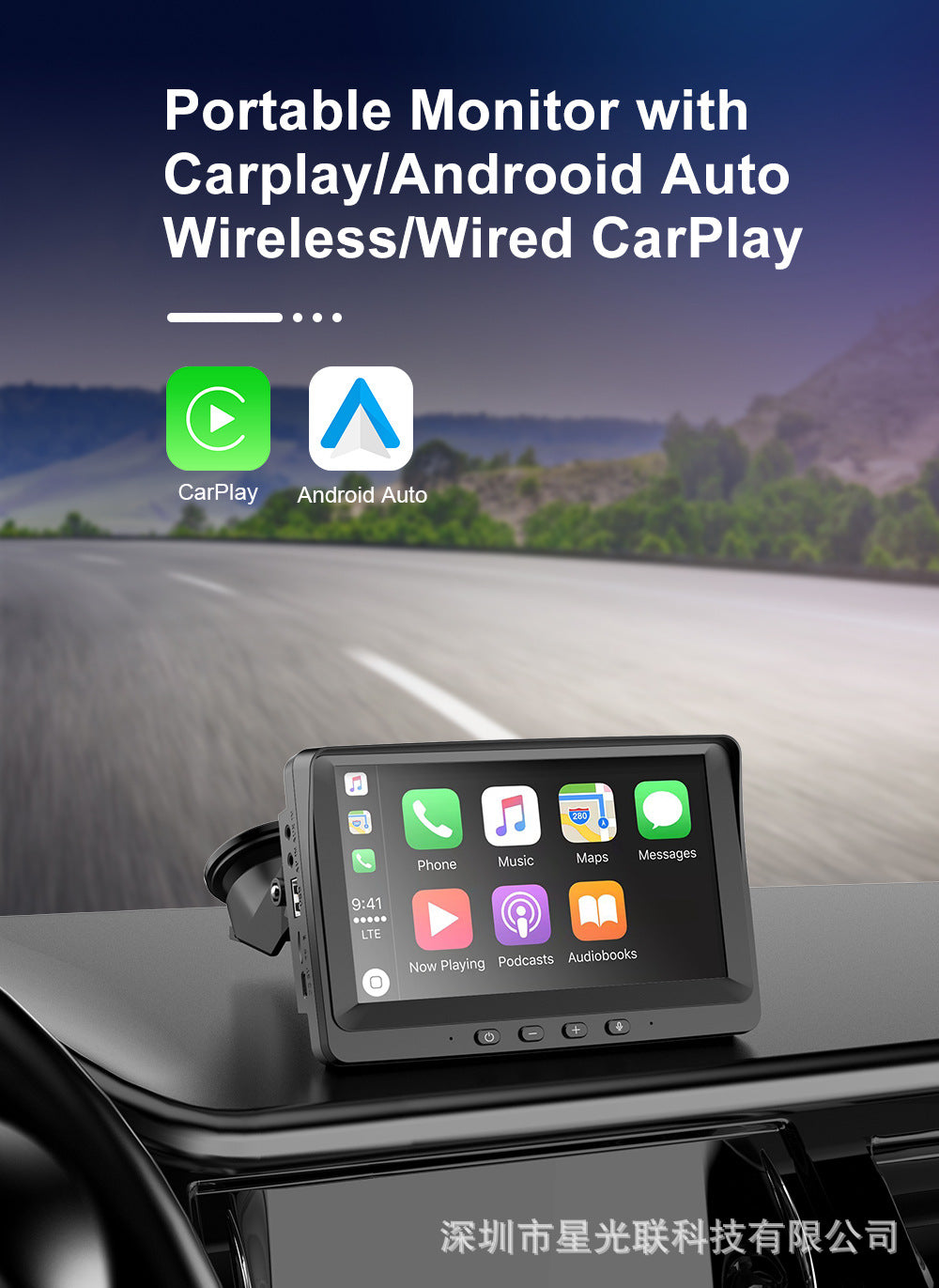 7 Inch Linux Touch Screen Portable Android Auto Wireless Apple CarPlay Tablet Stereo Multimedia Bluetooth