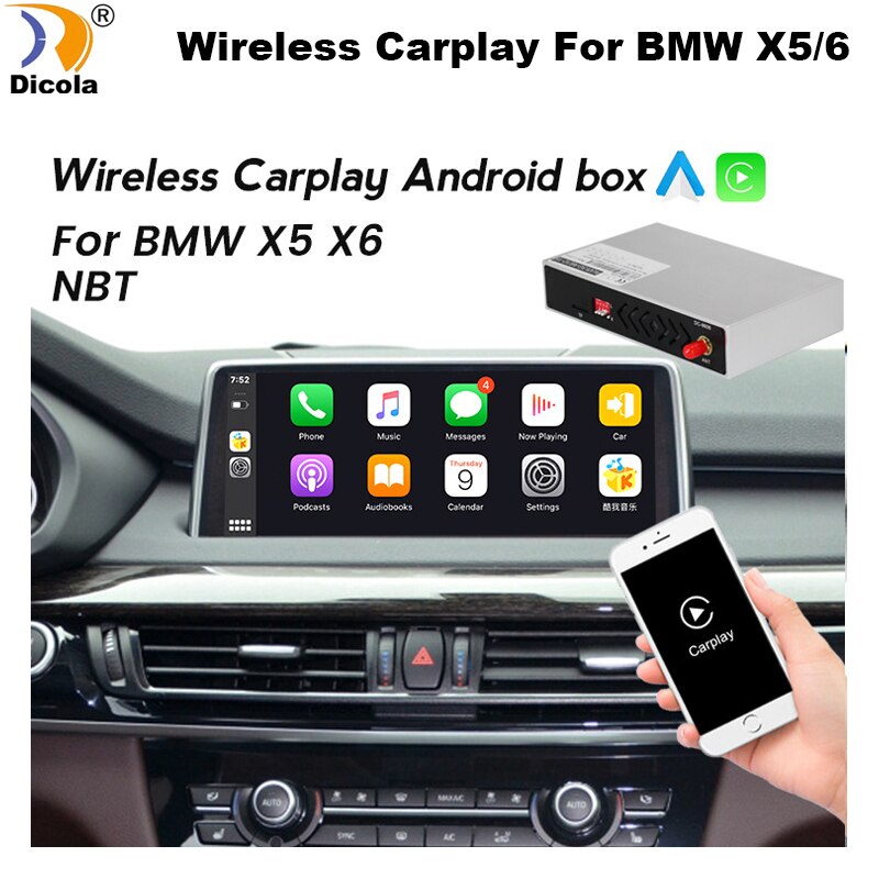 Wireless Android Auto and Apple Carplay Decoder Box Module For BMW X5 X6 NBT Mirrorlink Youtube Original Radio Update