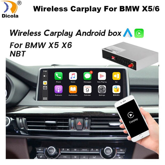 Wireless Android Auto and Apple Carplay Decoder Box Module For BMW X5 X6 NBT Mirrorlink Youtube Original Radio Update
