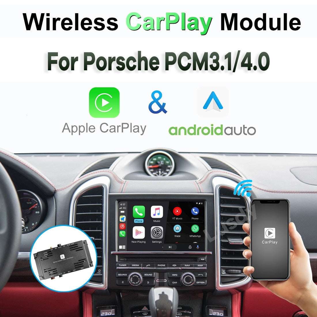 Wireless CarPlay Android Auto for Porsche 911 Boxster Cayman Macan Cayenne Panamera PCM3.1 4.0 2011-2018 Video Module Box