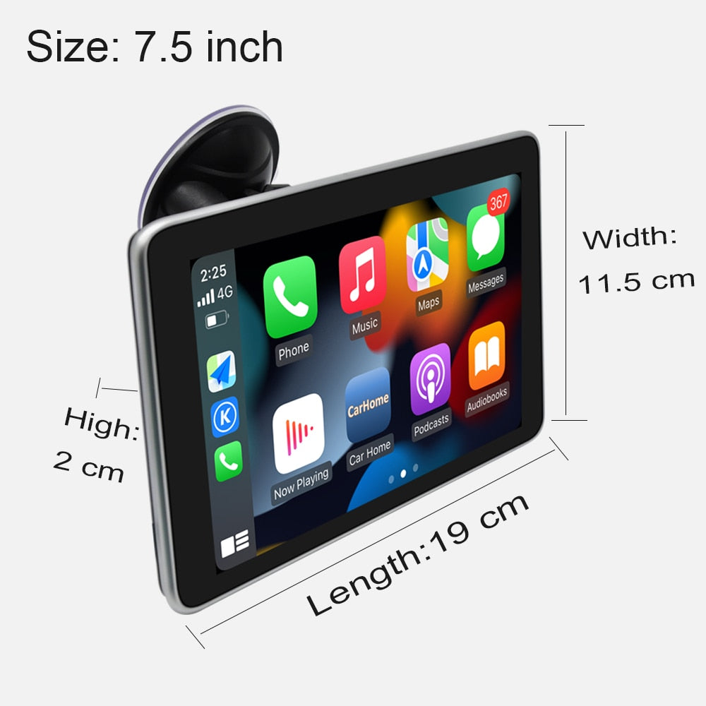 7.5inch Wireless Carplay Android Auto Tablet Portable Multimedia Player Car Radio MP5 Netflix Account Airplay FM Touch Screen For Cars rs Motocycle