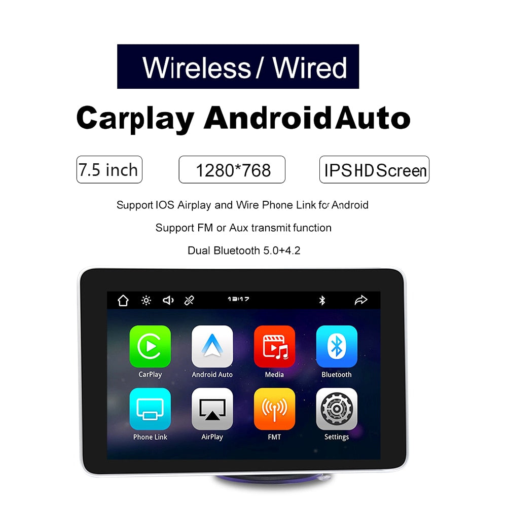 7.5inch Wireless Carplay Android Auto Tablet Portable Multimedia Player Car Radio MP5 Netflix Account Airplay FM Touch Screen For Cars rs Motocycle