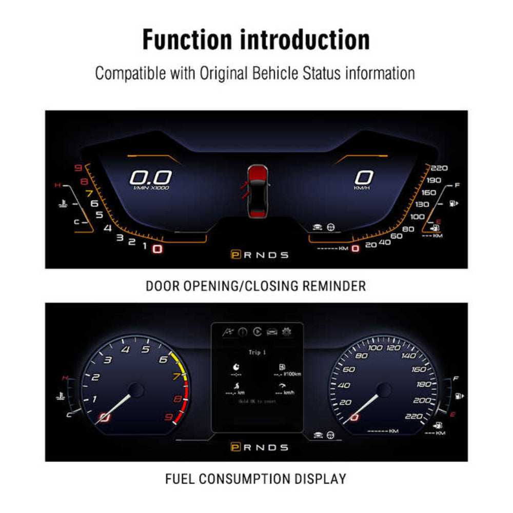 12.3" LCD Digital Dashboard Cluster For Ford Mustang 2012-2023 Car Panel Speedometer Virtual Cockpit