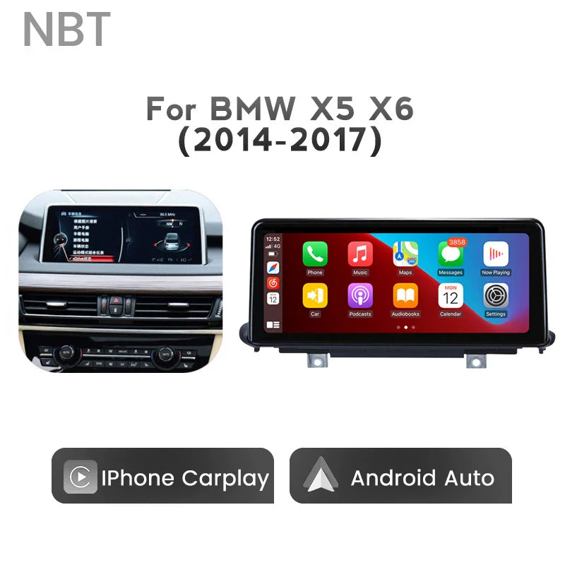 10.25" Wireless Apple CarPlay Android Auto Car Multimedia Screen for BMW X5 X6 E70 E71 F15 F16 2007-2017 Head Unit Video IPhone