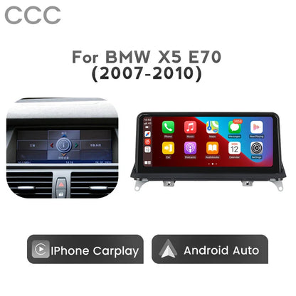 10.25" Wireless Apple CarPlay Android Auto Car Multimedia Screen for BMW X5 X6 E70 E71 F15 F16 2007-2017 Head Unit Video IPhone