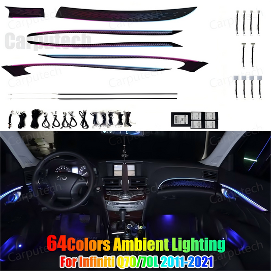 Upgrade 64 Color Symphony Car Interior Ambient Lighting for Infiniti Q70/70L 2011-2021 Trim Decoration Accessories