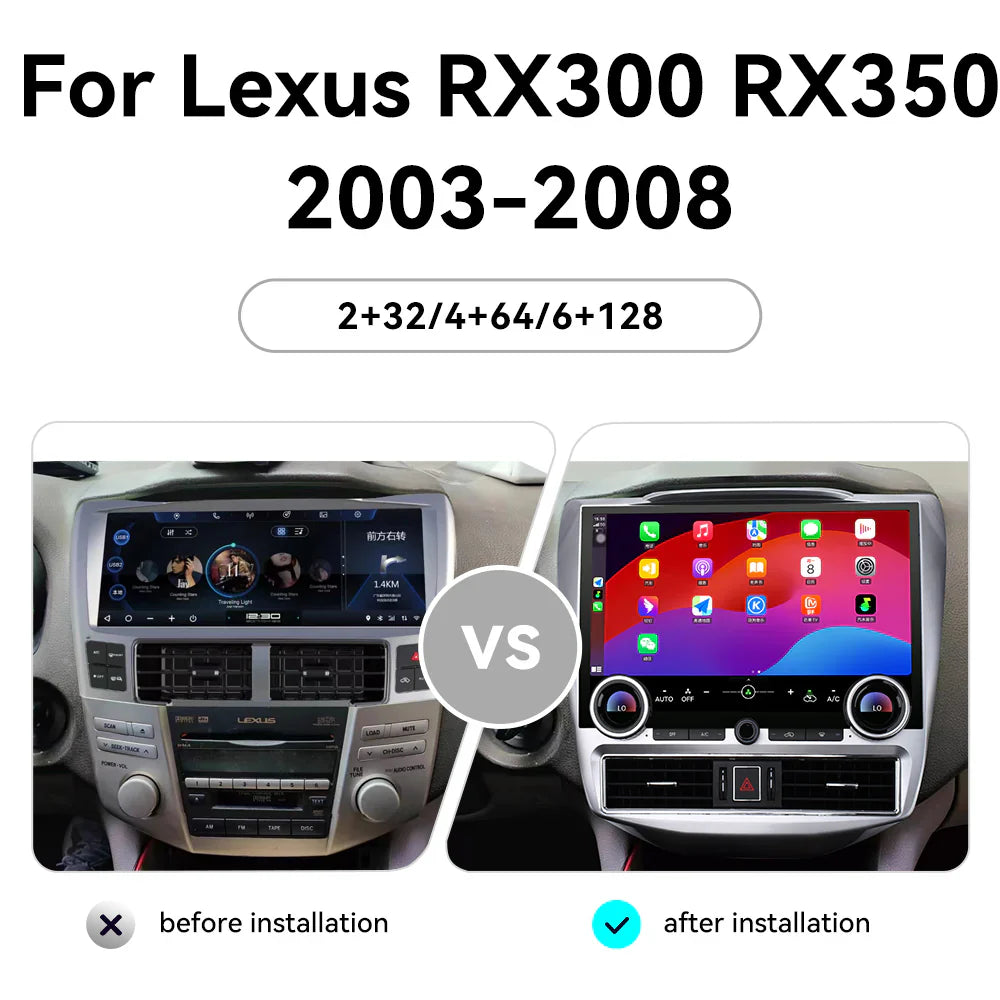 13.1'' For Lexus RX RX300 RX350 2003-2008 Infotainment Navigation System Car Multimedia Touch Screen Head Unit Android14 Car Radio GPS