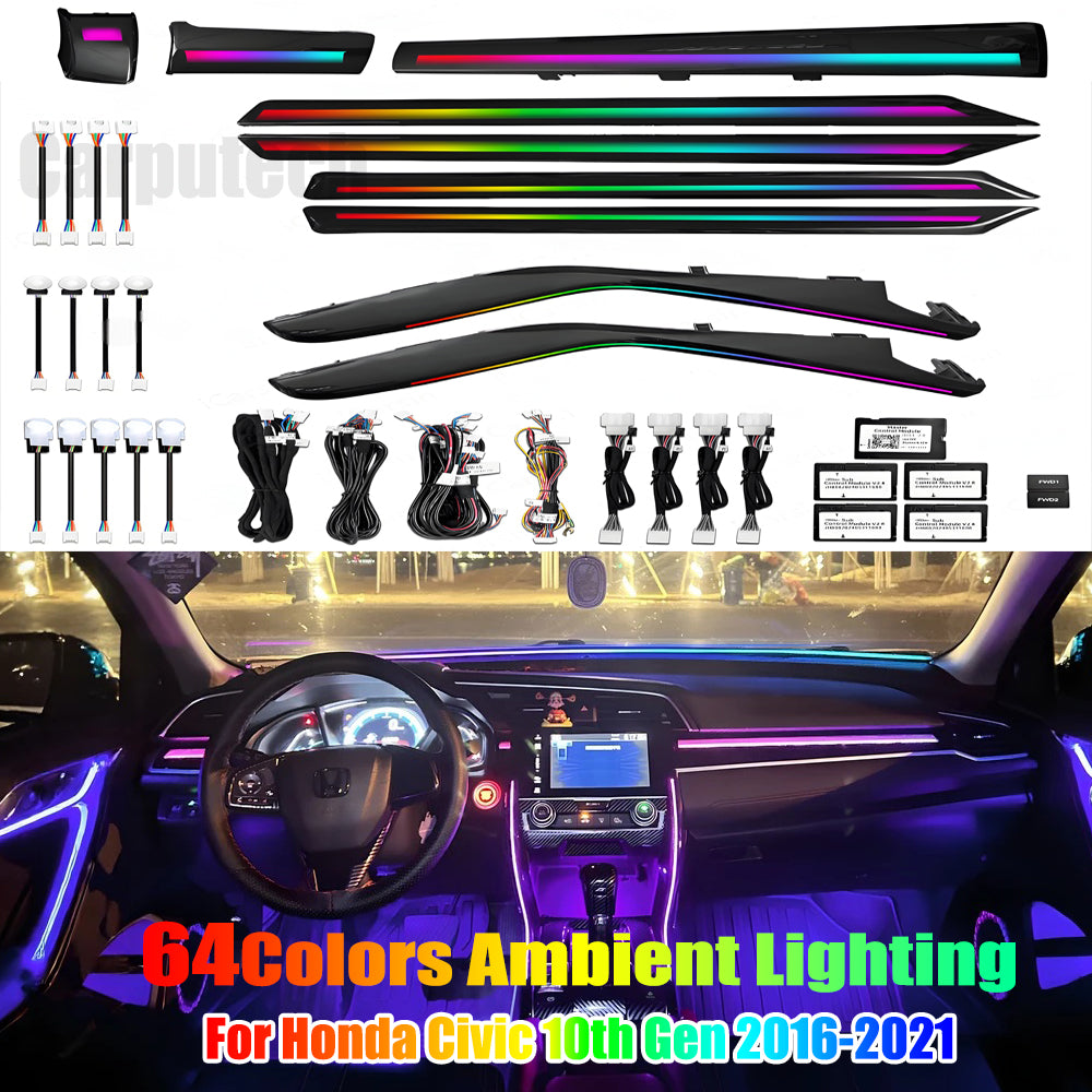 Upgrade Symphony Led Car Interior Ambient Lighting for Honda Civic 10th Gen 2016-2021 Atmosphere Strip Accessories