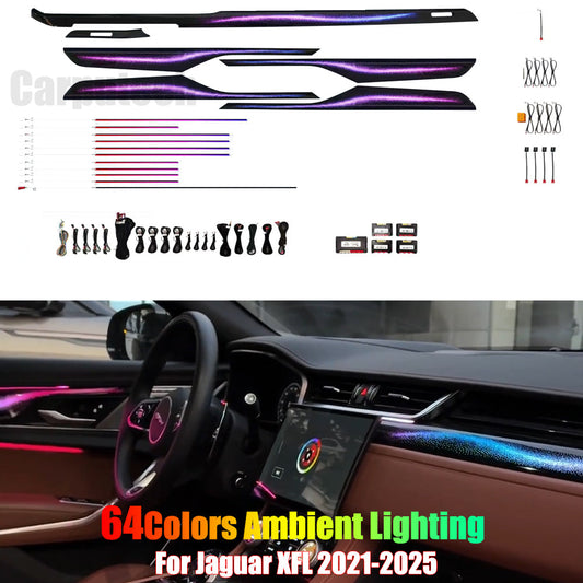 For Jaguar XF / XFL 2021-2025 Symphony Car Interior Ambient Lighting 64 Color Trim Decoration Accessories