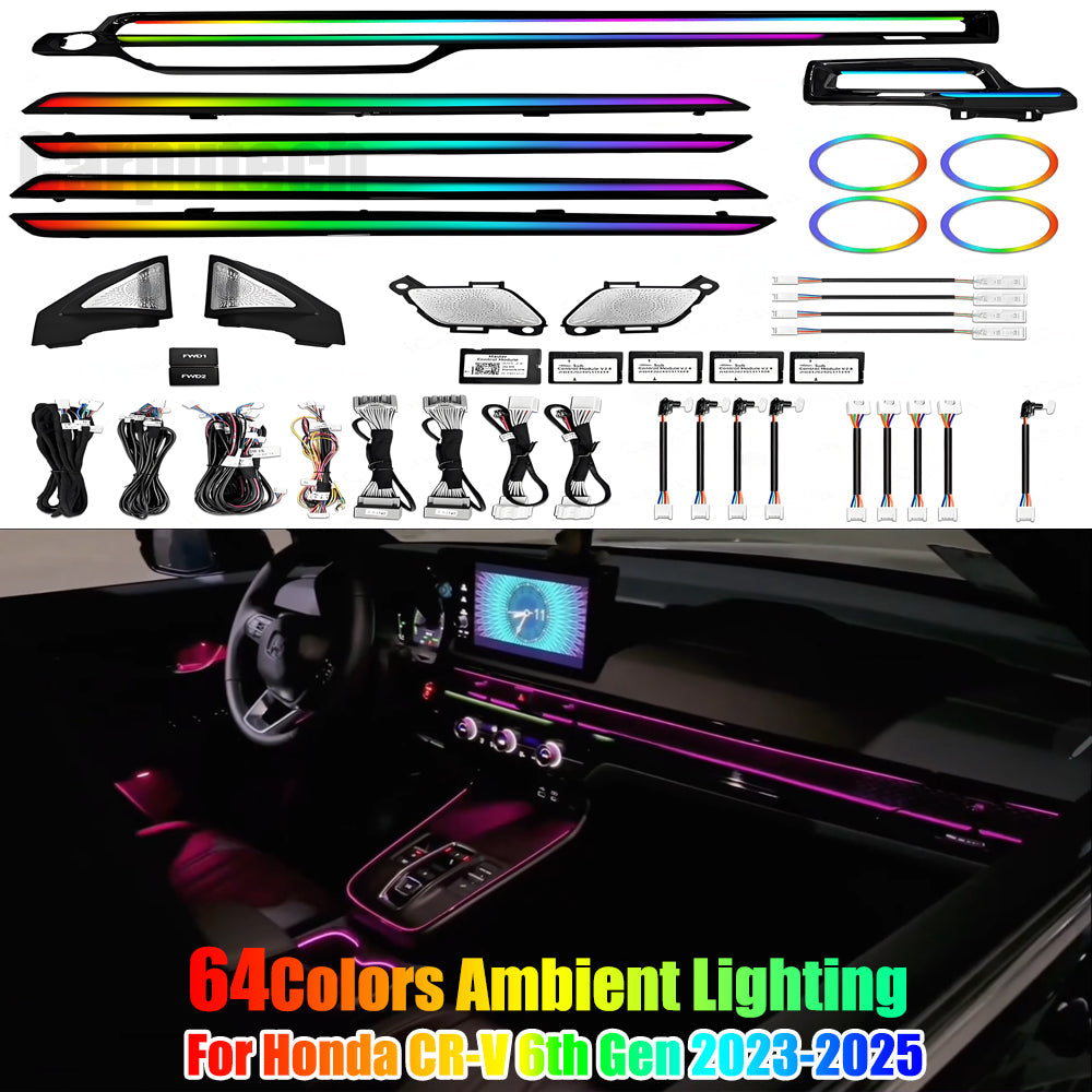 64 Colors Dynamic Ambient Lighting for Honda CR-V 6th Gen 2023-2025 I ...