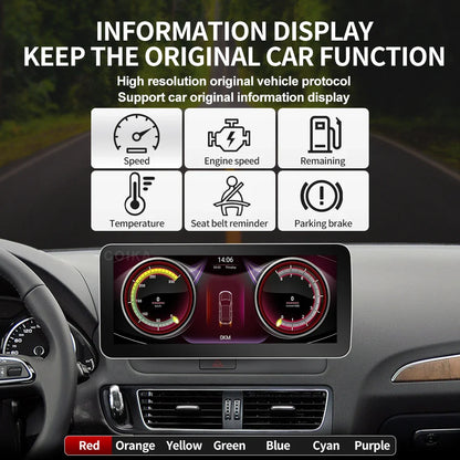 12.3" 8 Core Android 12 Auto GPS Navi Player For Audi Q5 2009-2016 HD 1920*720 8+128GB WIFI SIM Carplay Radio Multimedia Stereo