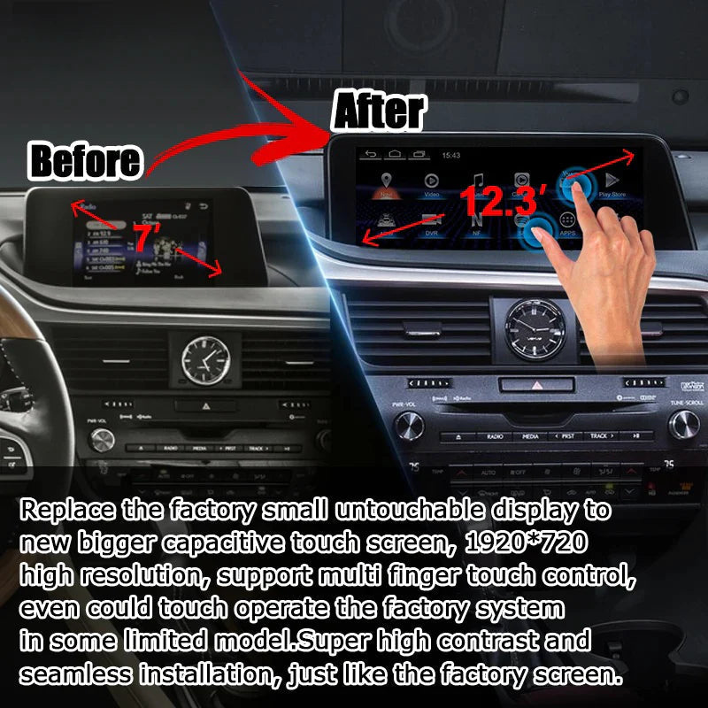 12.3 Inches for Lexus RX RX350 RX450h RX200t 2016-2021 Car Radio Multimedia Player Wireless CarPlay Android Auto Upgrade Android Touch Screen