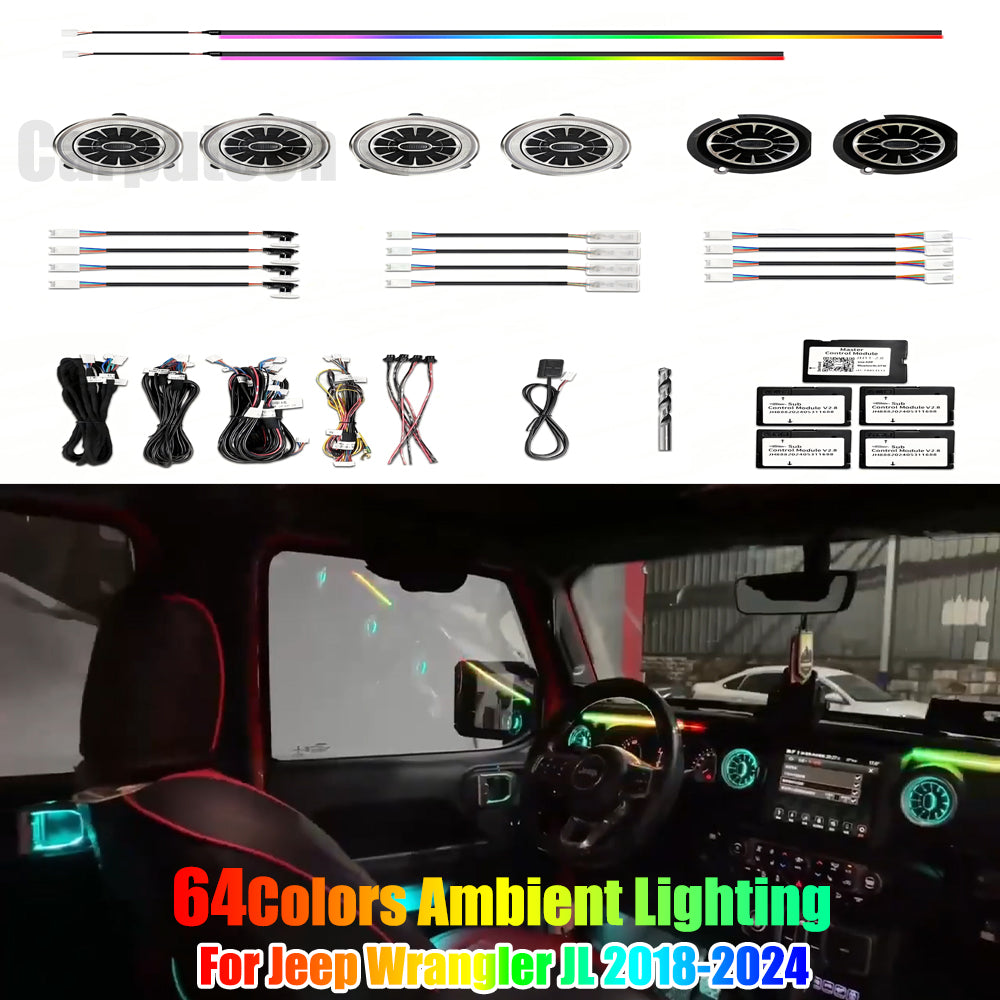 Upgrade Symphony Led Car Interior Ambient Lighting for Jeep Wrangler JL 2018-2024 Atmosphere Strip Accessories Decoration