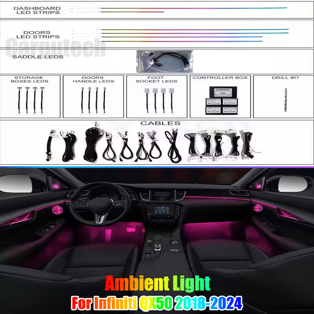 Car Ambient Lighting Led Upgrade Interior Ambient Lighting for Infiniti QX50 2018-2024