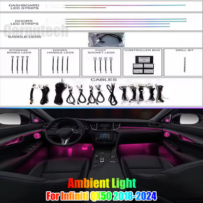 Car Ambient Lighting Led Upgrade Interior Ambient Lighting for Infiniti QX50 2018-2024
