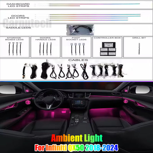 Car Ambient Lighting Led Upgrade Interior Ambient Lighting for Infiniti QX50 2018-2024