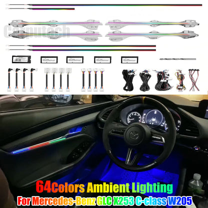 Upgrade 64 Colors Symphony Led Car Interior Ambient Lighting for Mazda 3 Axela 2020-2023 Atmosphere Strip Accessories