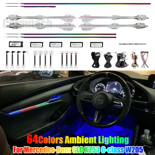 Upgrade 64 Colors Symphony Led Car Interior Ambient Lighting for Mazda 3 Axela 2020-2023 Atmosphere Strip Accessories